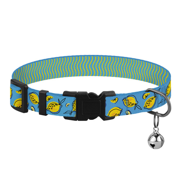Нашийник для Котів BronzeDog Urban Fruits Нейлоновий з Пластиковою Пряжкою та Дзвіночком Лимони