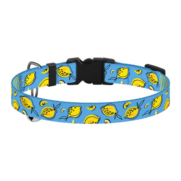 Нашийник для Котів BronzeDog Urban Fruits Нейлоновий з Пластиковою Пряжкою та Дзвіночком Лимони