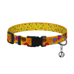 Нашийник для Котів BronzeDog Urban Fruits Нейлоновий з Пластиковою Пряжкою та Дзвіночком Пончики