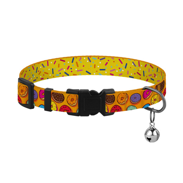 Нашийник для Котів BronzeDog Urban Fruits Нейлоновий з Пластиковою Пряжкою та Дзвіночком Пончики