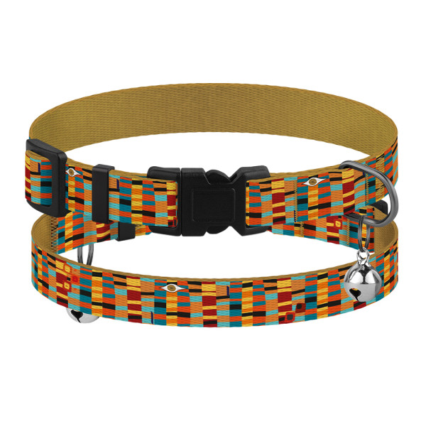 Нашийник для Котів BronzeDog Urban Art Нейлоновий з Пластиковою Пряжкою та Дзвіночком Алекса