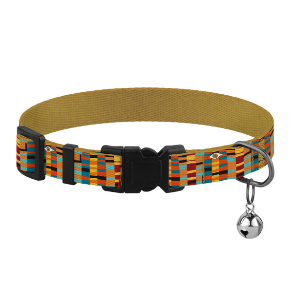 Нашийник для Котів BronzeDog Urban Art Нейлоновий з Пластиковою Пряжкою та Дзвіночком Алекса