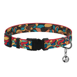 Нашийник для Котів BronzeDog Urban Art Нейлоновий з Пластиковою Пряжкою та Дзвіночком Вітраж