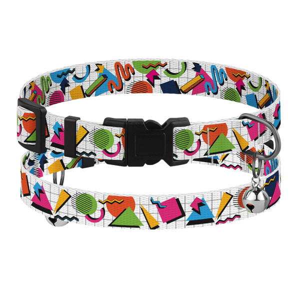Нашийник для Котів BronzeDog Urban Art Нейлоновий з Пластиковою Пряжкою та Дзвіночком Геометрія