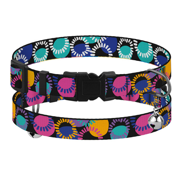 Нашийник для Котів BronzeDog Urban Art Нейлоновий з Пластиковою Пряжкою та Дзвіночком Диско