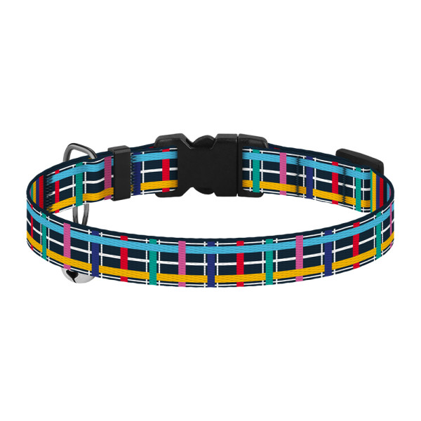 Нашийник для Котів BronzeDog Urban Art Нейлоновий з Пластиковою Пряжкою та Дзвіночком Клітинка