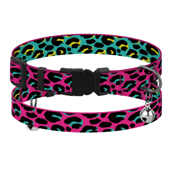 Нашийник для Котів BronzeDog Urban Art Нейлоновий з Пластиковою Пряжкою та Дзвіночком Леопард