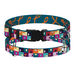 Нашийник для Котів BronzeDog Urban Art Нейлоновий з Пластиковою Пряжкою та Дзвіночком Печворк