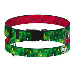 Нашийник для Котів BronzeDog Urban Art Нейлоновий з Пластиковою Пряжкою та Дзвіночком Піксель