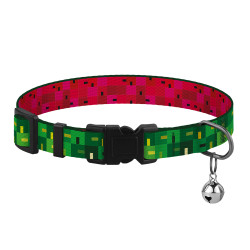 Нашийник для Котів BronzeDog Urban Art Нейлоновий з Пластиковою Пряжкою та Дзвіночком Піксель