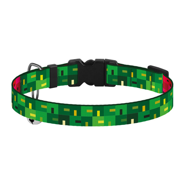 Нашийник для Котів BronzeDog Urban Art Нейлоновий з Пластиковою Пряжкою та Дзвіночком Піксель