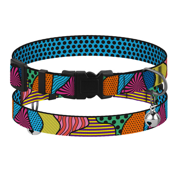 Нашийник для Котів BronzeDog Urban Art Нейлоновий з Пластиковою Пряжкою та Дзвіночком Полі