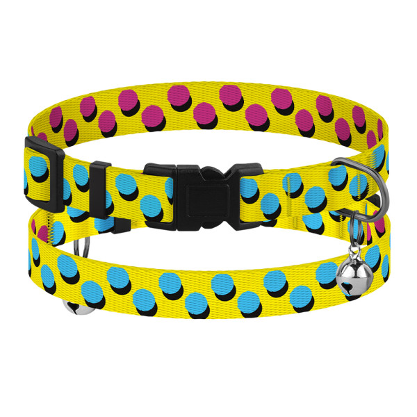 Нашийник для Котів BronzeDog Urban Art Нейлоновий з Пластиковою Пряжкою та Дзвіночком Поп Арт
