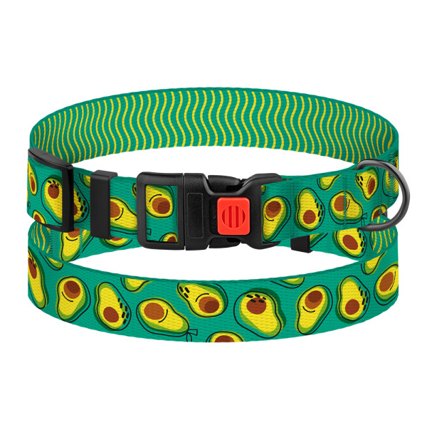 Нашийник для Собак BronzeDog Urban Fruits Нейлоновий з Пластиковою Пряжкою Авокадо