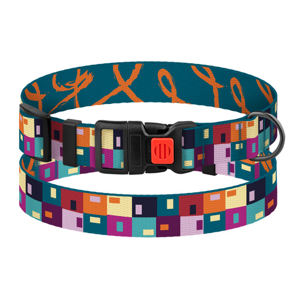 Нашийник для Собак BronzeDog Urban Art Нейлоновий з Пластиковою Пряжкою Печворк
