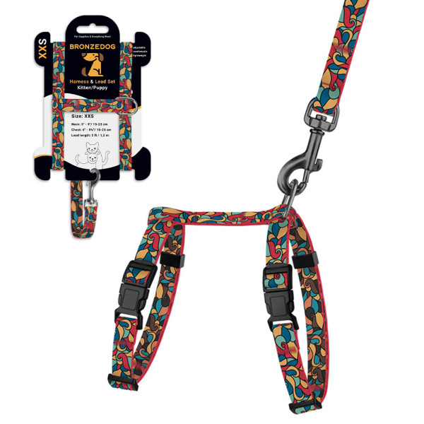 Шлея з Поводком для Котів та Дрібних Собак BronzeDog Urban Art Вітраж