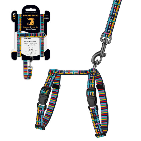 Шлея з Поводком для Котів та Дрібних Собак BronzeDog Urban Art Клітинка