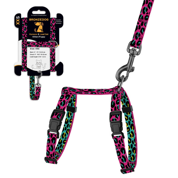 Шлея з Поводком для Котів та Дрібних Собак BronzeDog Urban Art Леопард