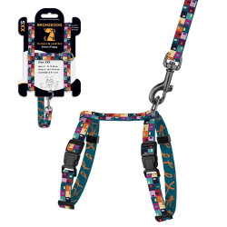 Шлея з Поводком для Котів та Дрібних Собак BronzeDog Urban Art Печворк