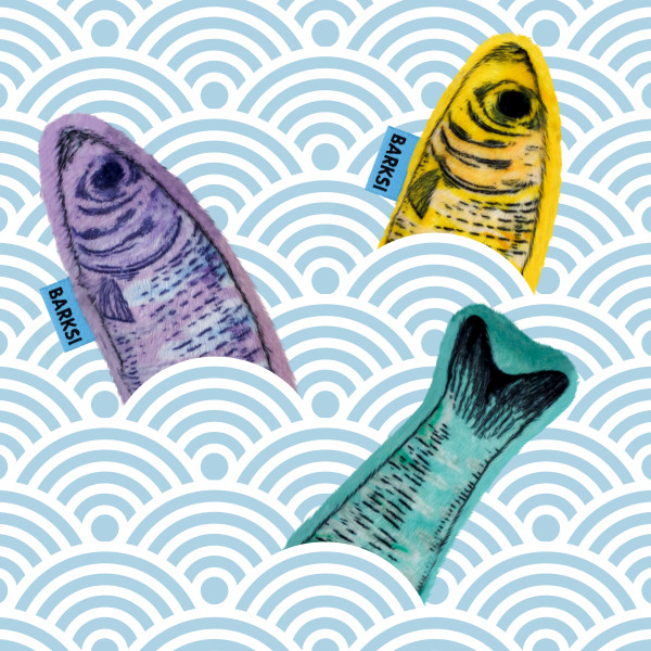 Іграшка для Котів Barksi Рибки Шпроти з котячою м'ятою та дзвіночком  16,5 см