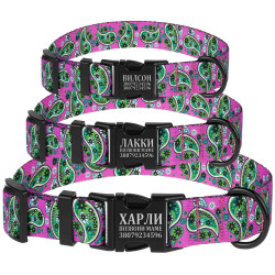 Нашийник для собак BronzeDog Urban нейлоновий Огірки Рожевий