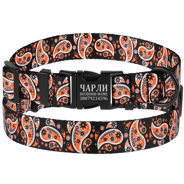 Нашийник для собак BronzeDog Urban нейлоновий Огірки Чорний