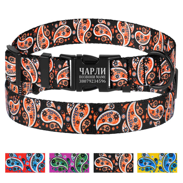 Нашийник для собак BronzeDog Urban нейлоновий Огірки Чорний