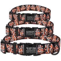 Нашийник для собак BronzeDog Urban нейлоновий Огірки Чорний