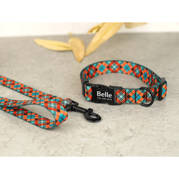 Нашийник для собак BronzeDog Urban нейлоновий Клітинка Зелений