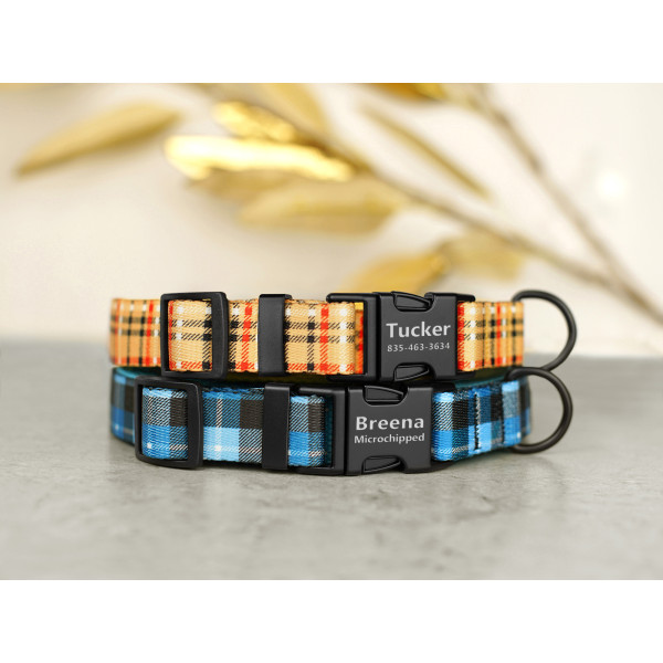 Нашийник для собак BronzeDog Urban нейлоновий Клітинка Помаранчовий