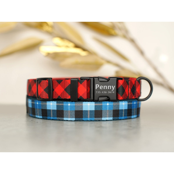 Нашийник для собак BronzeDog Urban нейлоновий Клітинка Синій