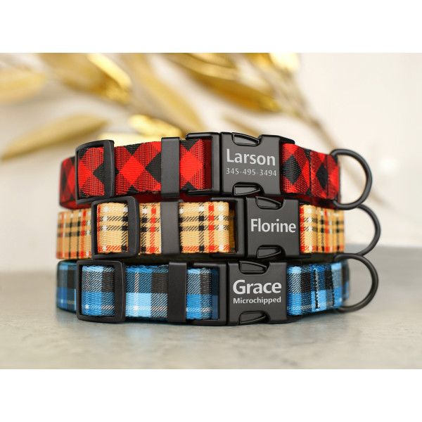 Нашийник для собак BronzeDog Urban нейлоновий Клітинка Синій