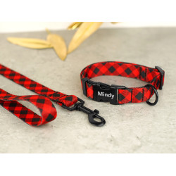 Нашийник для собак BronzeDog Urban нейлоновий Клітинка Червоний