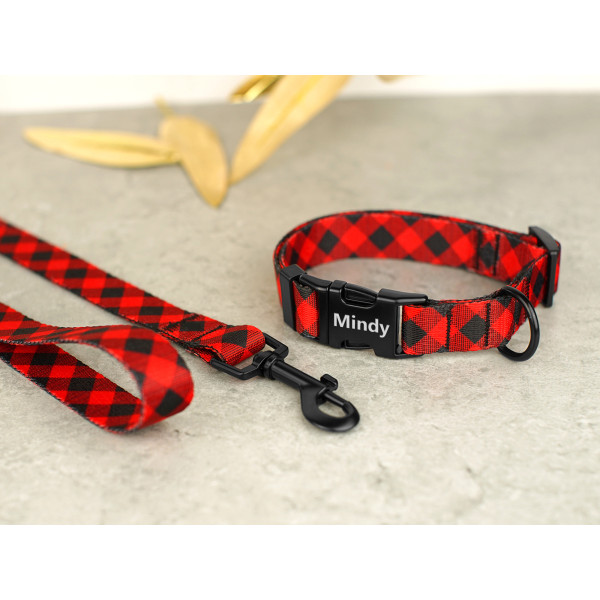 Нашийник для собак BronzeDog Urban нейлоновий Клітинка Червоний