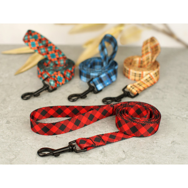 Повідець для собак BronzeDog Urban нейлоновий Клітинка Помаранчовий