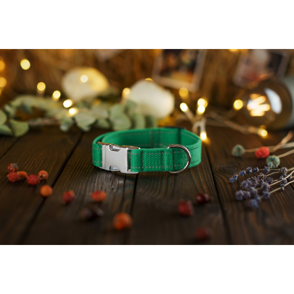 Нашийник для собак Bronzedog Сotton хром Смарагдовий