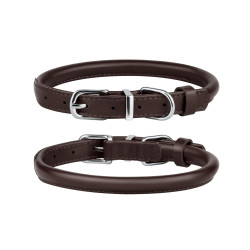 Нашийник для собак BronzeDog круглий шкіряний Темно-Коричневий