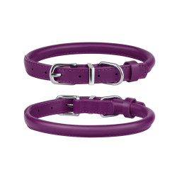 Нашийник для собак BronzeDog круглий шкіряний Слива