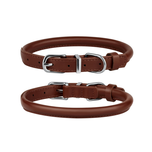 Нашийник для собак BronzeDog круглий шкіряний Коричневий