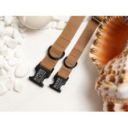 Нашийник для собак BronzeDog Crazy шкіряний плоский фастекс Бежевий