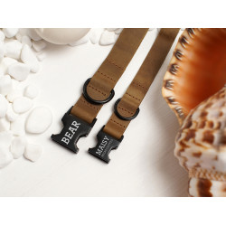 Нашийник для собак BronzeDog Crazy шкіряний плоский фастекс Олива