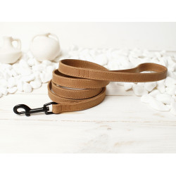 Повідець для собак BronzeDog Crazy шкіряний плоский Бежевий