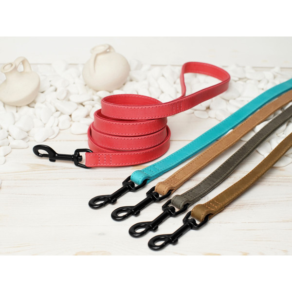 Повідець для собак BronzeDog Crazy шкіряний плоский Рожевий