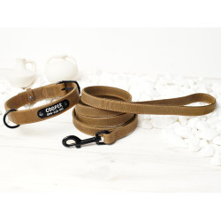 Повідець для собак BronzeDog Crazy шкіряний плоский Олива