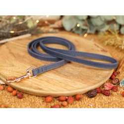 Повідець для собак BronzeDog Crazy шкіряний рожеве золото Темно-Синій