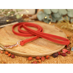 Повідець для собак BronzeDog Crazy шкіряний рожеве золото Червоний