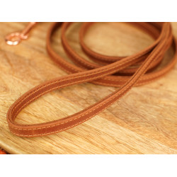 Повідець для собак BronzeDog Crazy шкіряний рожеве золото Коньяк