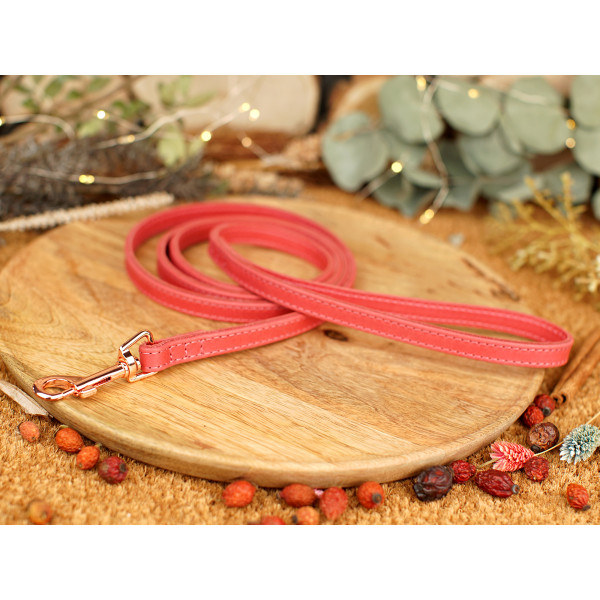 Повідець для собак BronzeDog Crazy шкіряний рожеве золото Рожевий