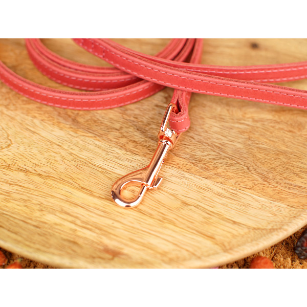 Повідець для собак BronzeDog Crazy шкіряний рожеве золото Рожевий