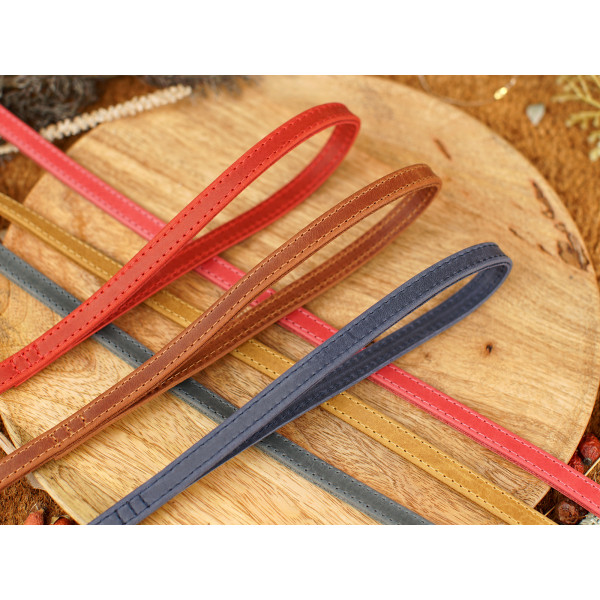 Повідець для собак BronzeDog Crazy шкіряний рожеве золото Денім